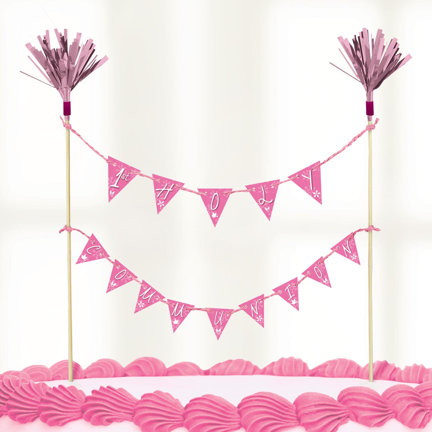 Communion Church Pink Cake Picks Topper Party Accessories - Party Centre
