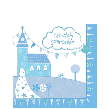 Communion Church Blue Lunch Tissues 16pcs Printed Tableware - Party Centre