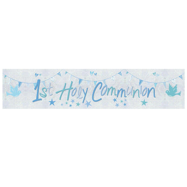Communion Church Blue Holographic Foil Banner Decorations - Party Centre