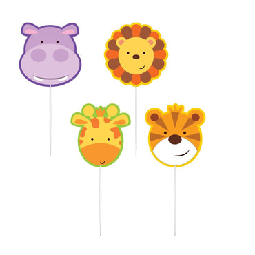 Jungle Friends Pick Candles 4pcs Party Accessories - Party Centre