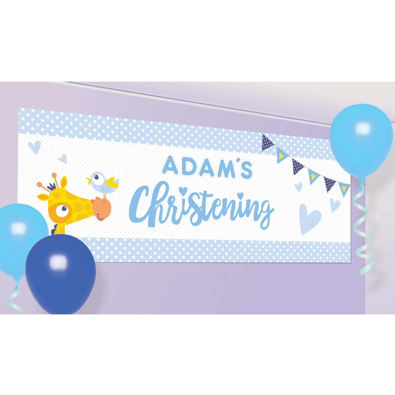 Christening Blue Letter Banner Decorations - Party Centre