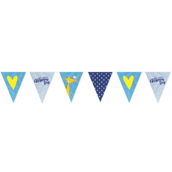 Christening Blue Pennant Banner Decorations - Party Centre