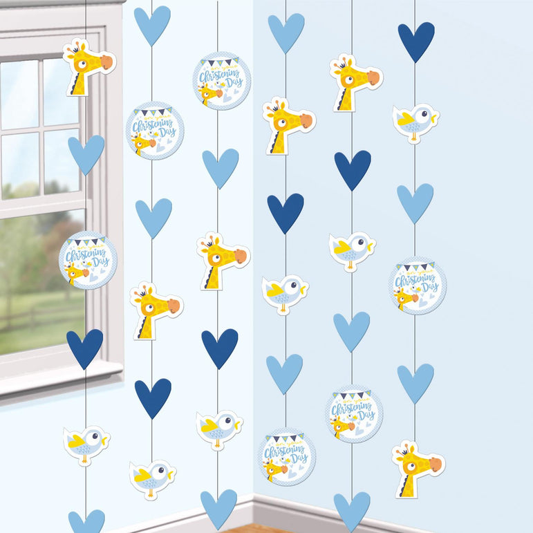 Christening Blue String Decorations 6pcs Decorations - Party Centre