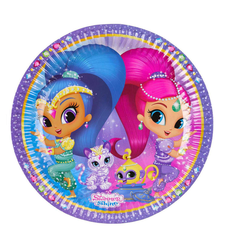 Shimmer and Shine Paper Plates 9in, 8pcs Printed Tableware - Party Centre