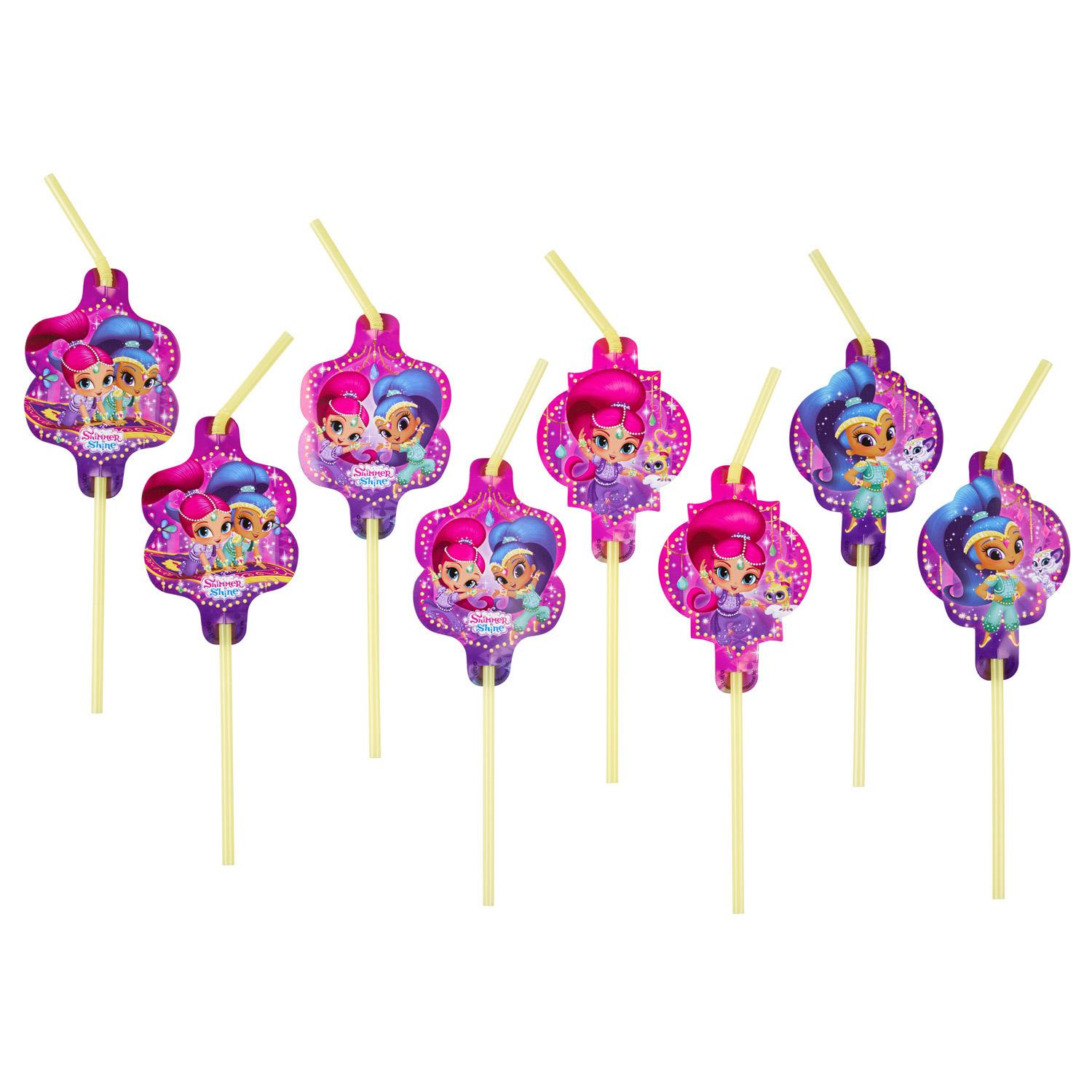 Shimmer and Shine Drinking Straws 8pcs Candy Buffet - Party Centre