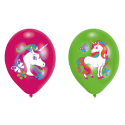 Unicorn Birthday Latex Balloons 11in 6pcs Balloons & Streamers - Party Centre