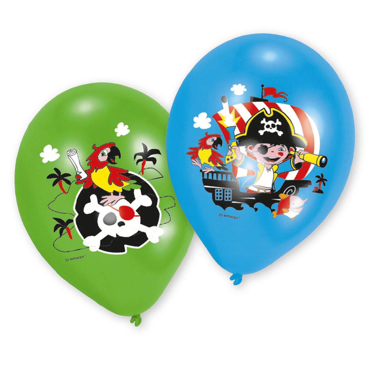 Pirate Latex Balloons 11in, 6pcs Balloons & Streamers - Party Centre