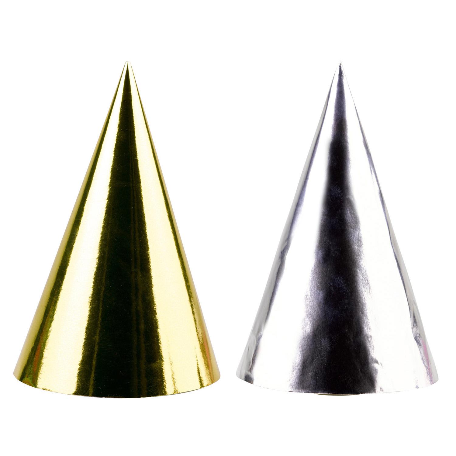 Golden Wishes Party Cone Hats 4pcs Party Accessories - Party Centre