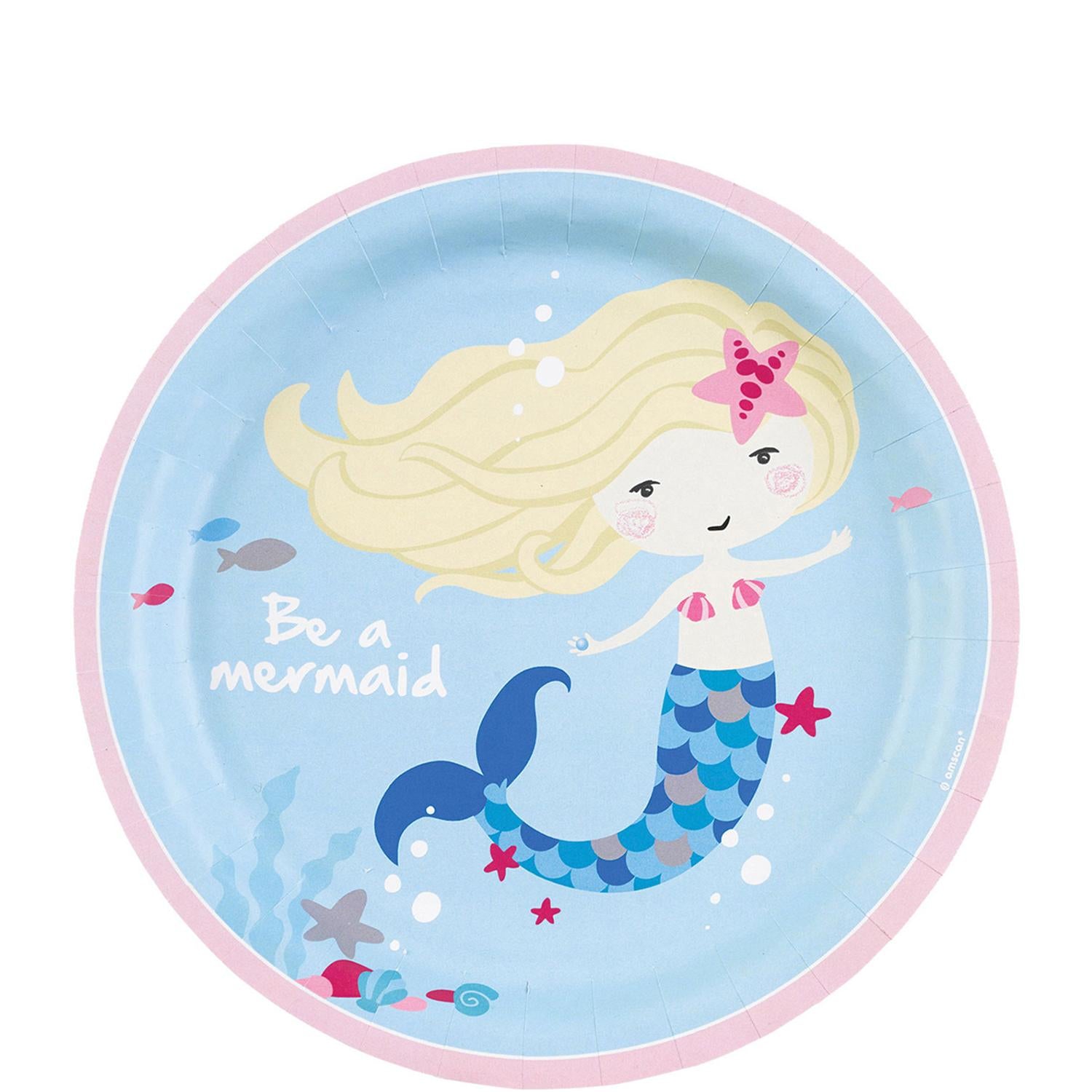 Be A Mermaid Paper Plates 9in, 8pcs Printed Tableware - Party Centre