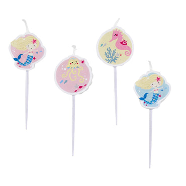 Be A Mermaid Mini Figure Candles 4pcs Party Accessories - Party Centre