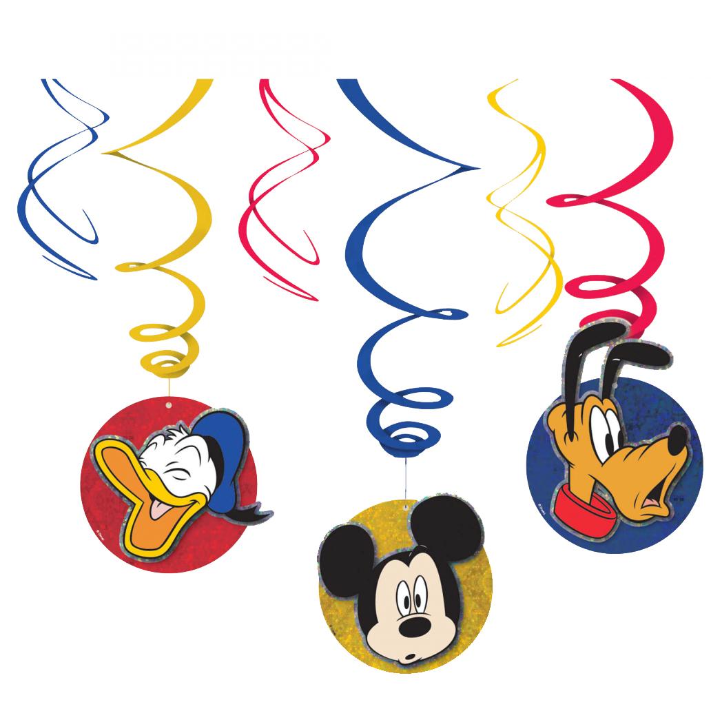 Mickey Mouse Swirl Decorations 6pcs Decorations - Party Centre