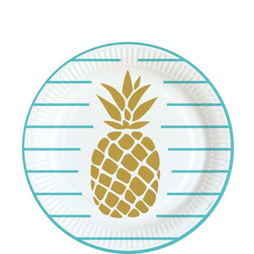 Pineapples Vibes Paper Plates 9in, 8pcs Printed Tableware - Party Centre