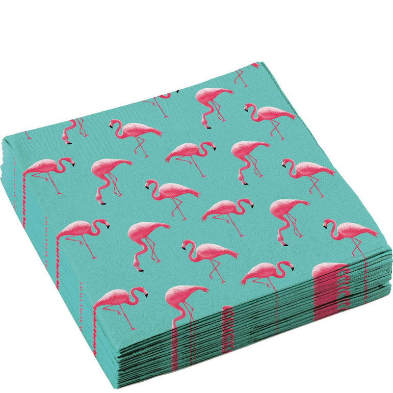 Flamingo Paradise Lunch Tissues 20pcs Printed Tableware - Party Centre