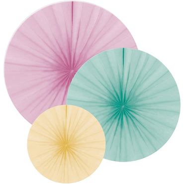 Pastel Happy Birthday Fan Decoration 3pcs Decorations - Party Centre
