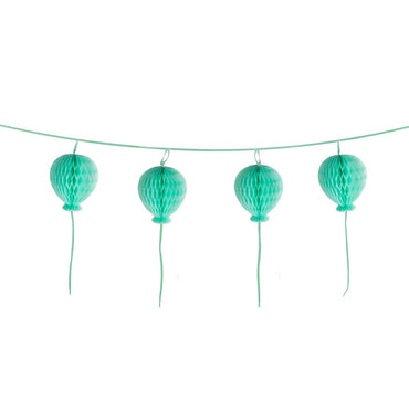 Pastel Turquoise Happy Birthday Honeycomb Ball Decorations - Party Centre