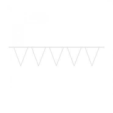 White Pennant Banner Plastic 10m Decorations - Party Centre