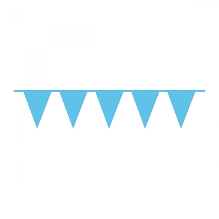Caribbean Blue Pennant Banner Plastic 10m Decorations - Party Centre