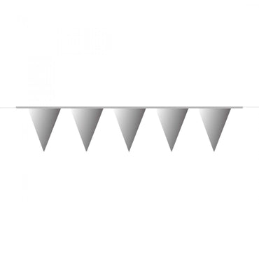 Silver Pennant Banner Plastic 10m Decorations - Party Centre