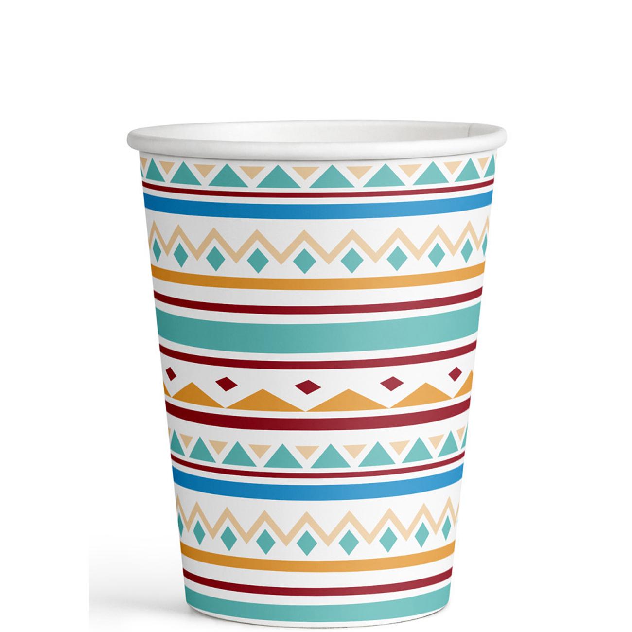 Tepee & Tomahawk Paper Cups 9oz, 8pcs Printed Tableware - Party Centre