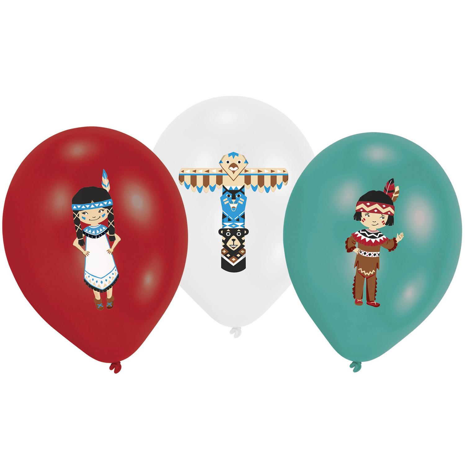 Tepee & Tomahawk Latex Balloon 11in, 6pcs Balloons & Streamers - Party Centre