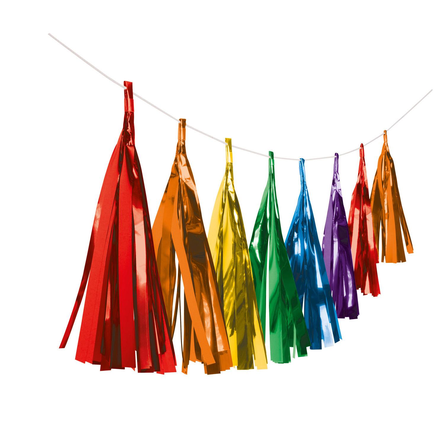 Bright Rainbow Paper Tassel Garland Decorations - Party Centre