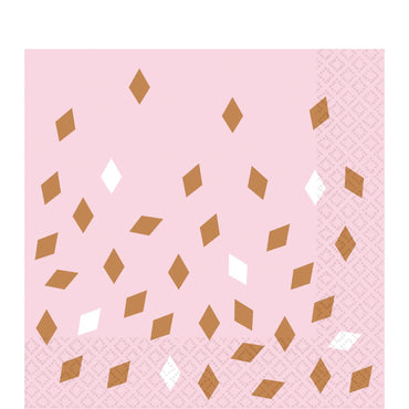 Rose Gold Birthday Lunch Tissues 16pcs Printed Tableware - Party Centre