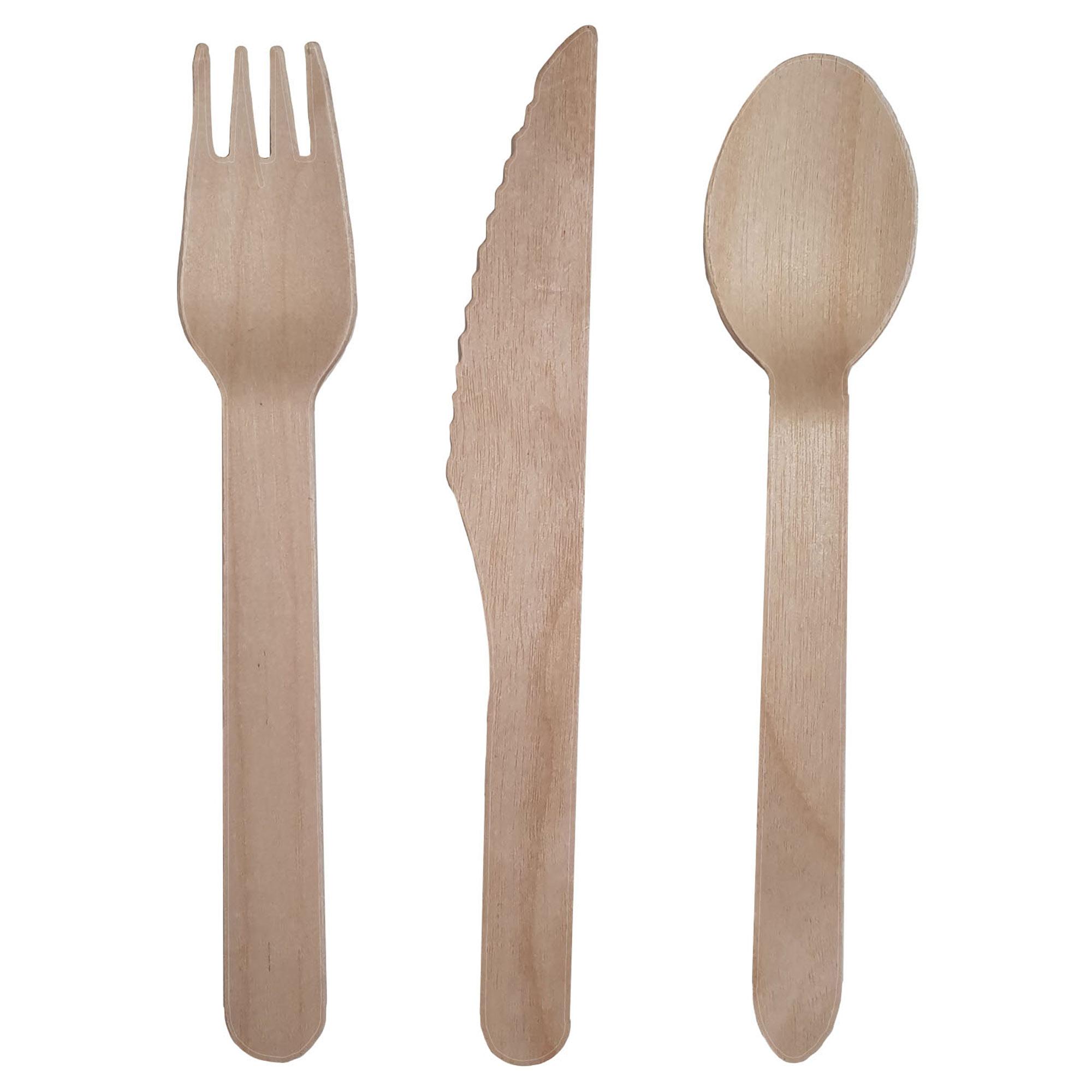 Always Sunny Wooden Cutlery 24pcs Solid Tableware - Party Centre