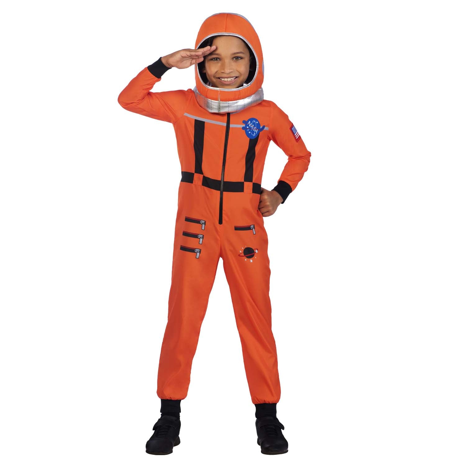 Kids Deluxe Astronaut Costume - NASA-Inspired White Jumpsuit With Mission Patches (Sizes 6-14)