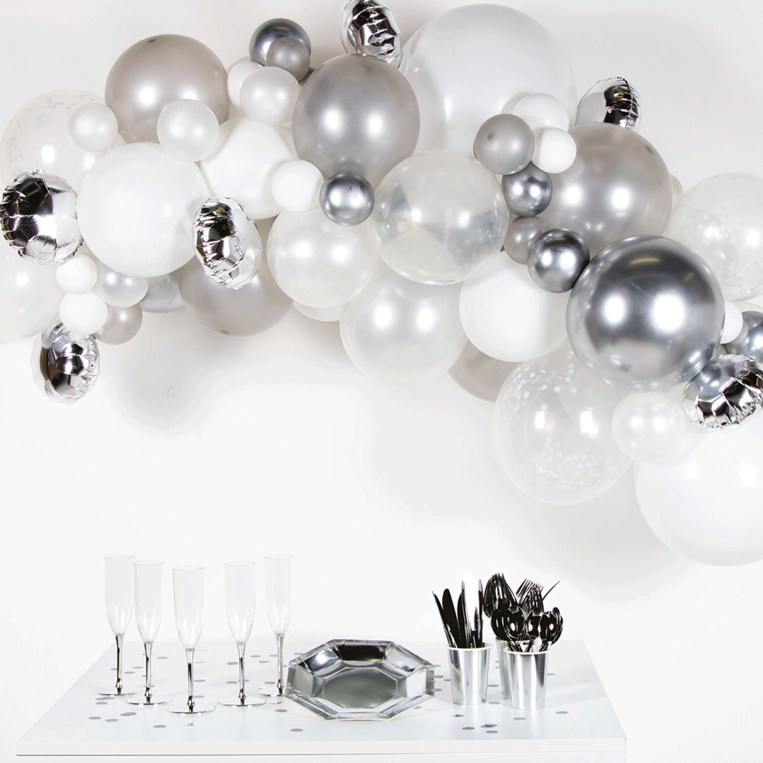Silver DIY Garland Balloons Kit 66pcs