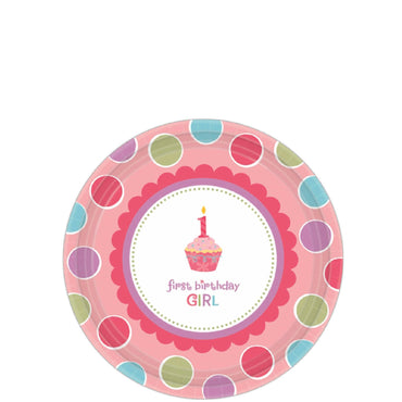 Sweet Little Cupcake Girl Paper Plates 7in, 8pcs