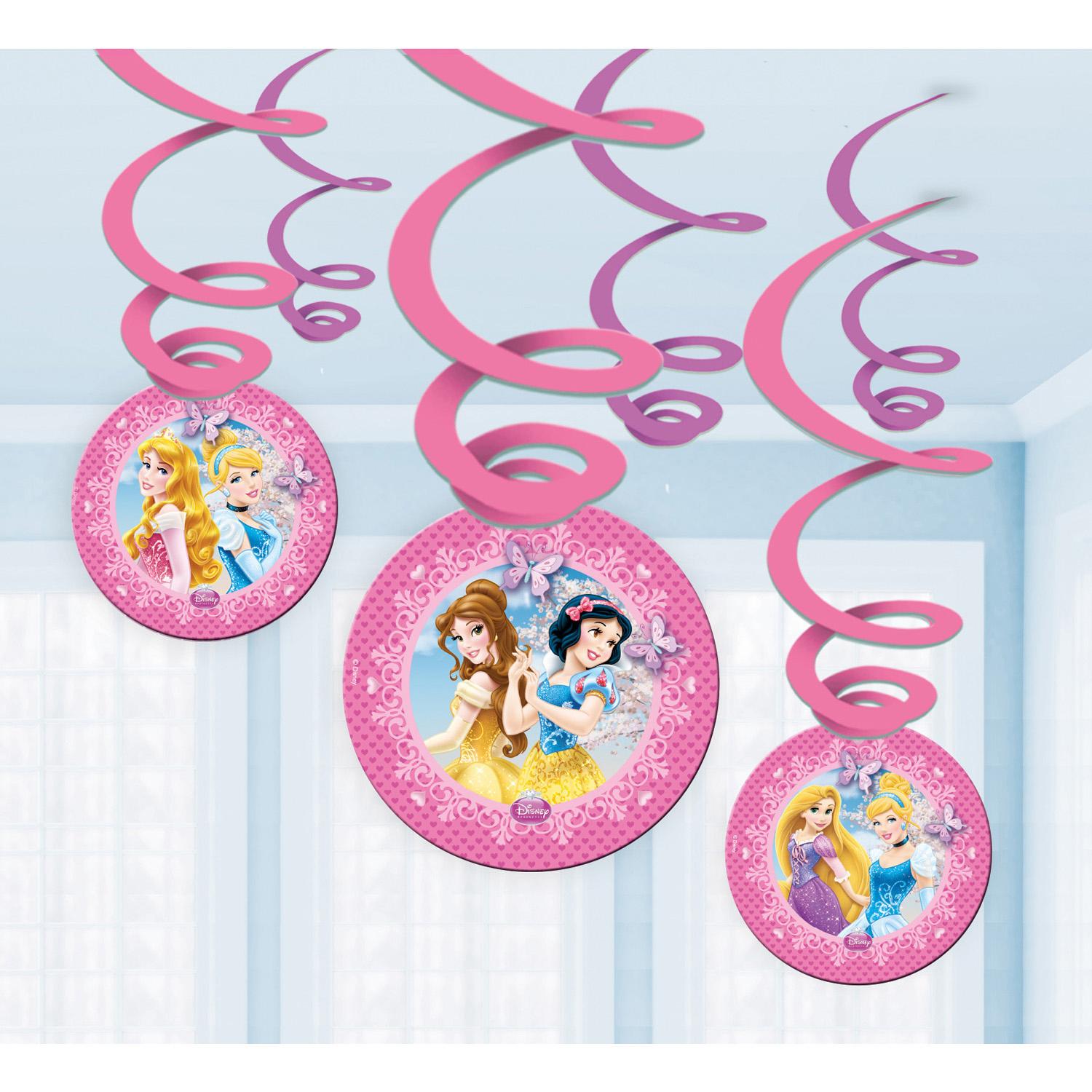Princess Sparkle Swirl Decorations 6pcs Decorations - Party Centre