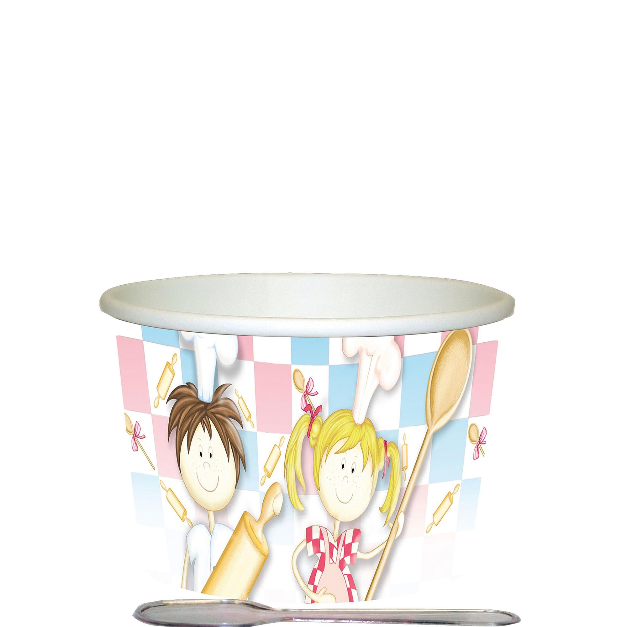Little Cooks Ice Cream Pots-Spoon-Idea Printed Tableware - Party Centre