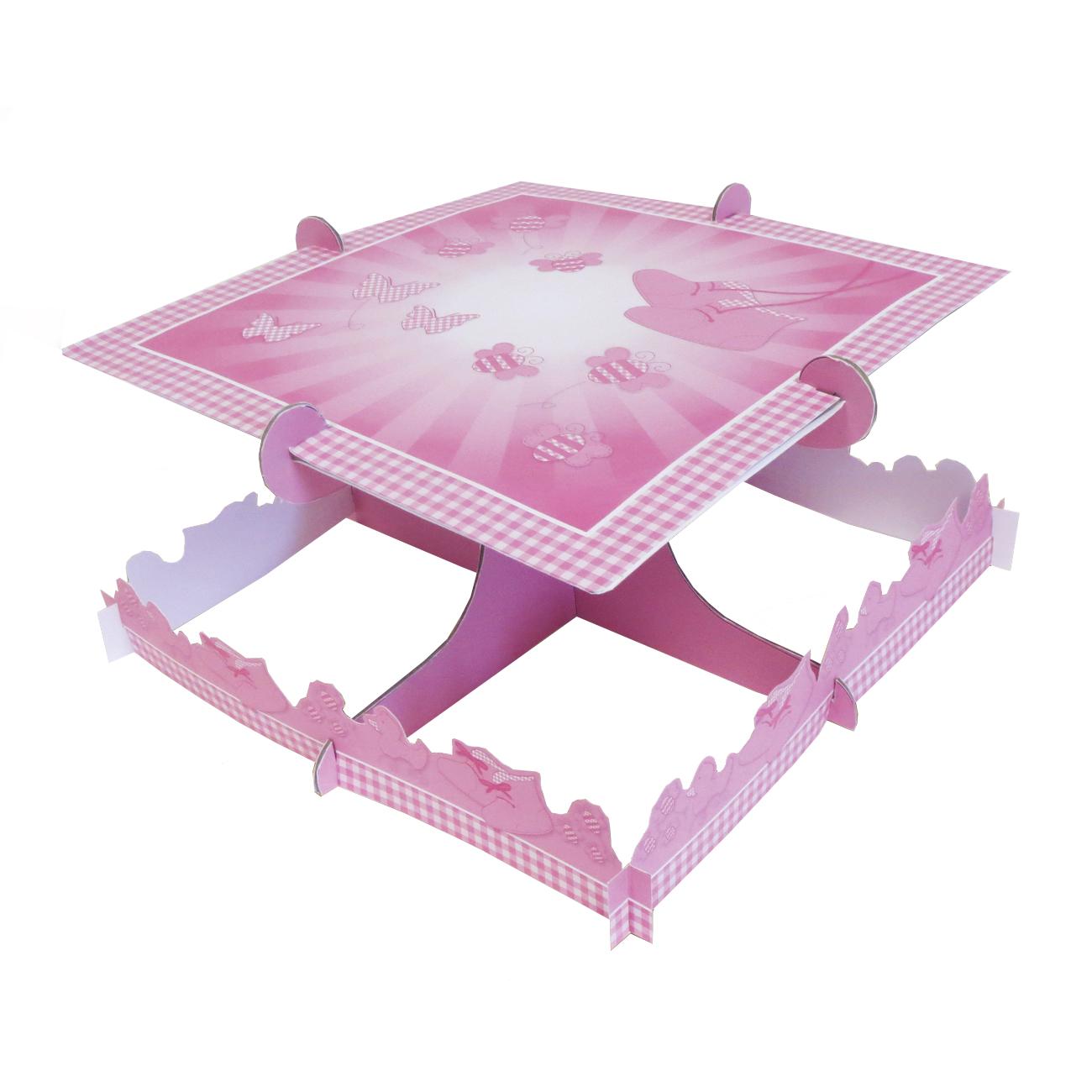 Pink Booties Square Cake Stand Party Accessories - Party Centre
