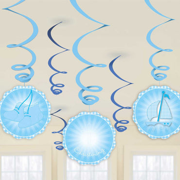 Blue Booties Hanging Swirls Decorations - Party Centre