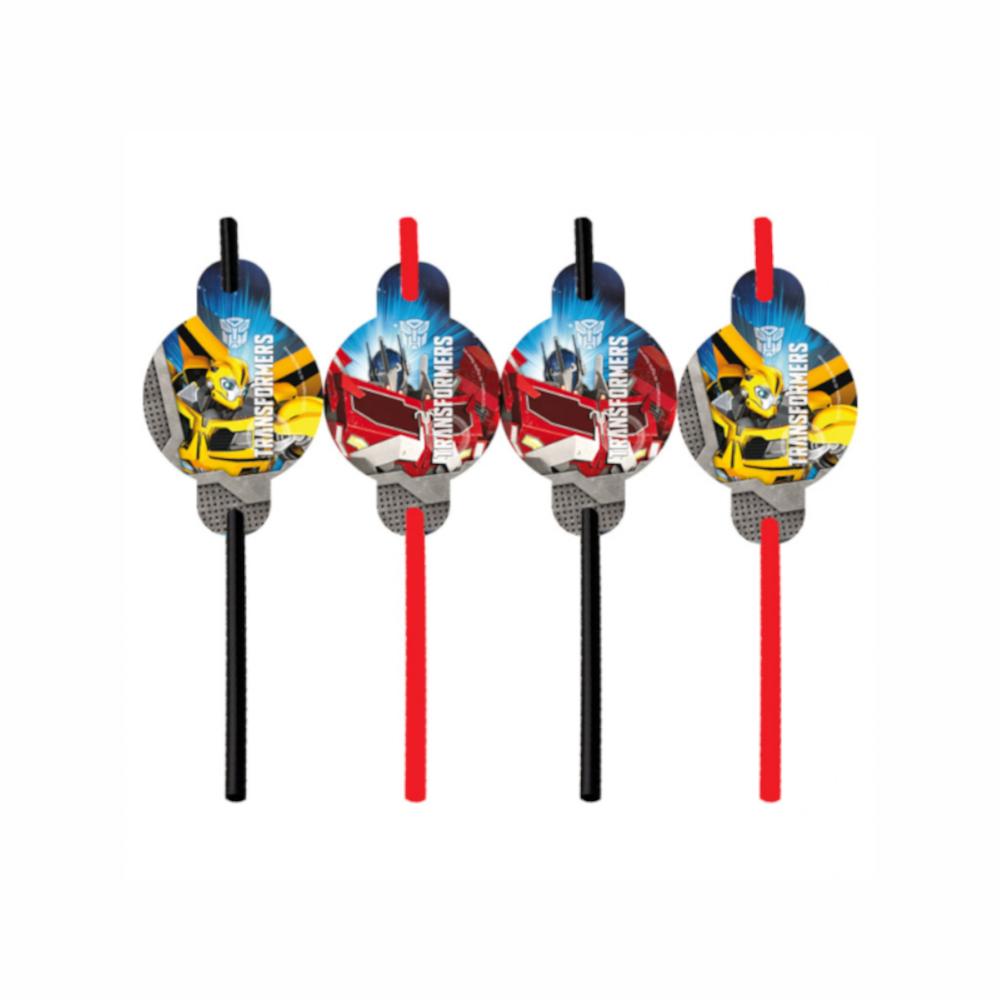 Transformers Drinking Straws 8pcs Candy Buffet - Party Centre