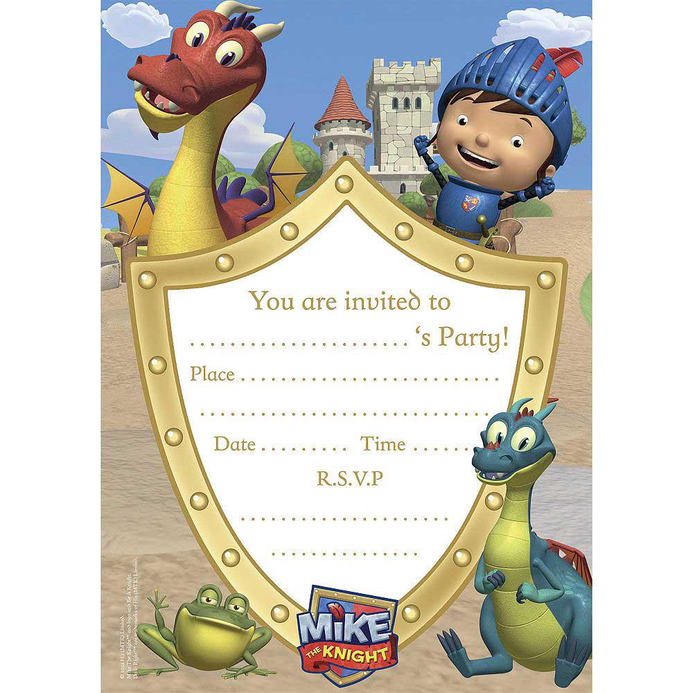 Mike The Knight Invitation Cards 8pcs Party Accessories - Party Centre