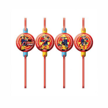 Fireman Sam Drinking Straws 8pcs Candy Buffet - Party Centre