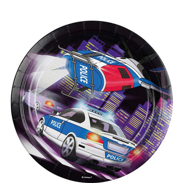 Police Dinner Plates 9in, 8pcs Printed Tableware - Party Centre