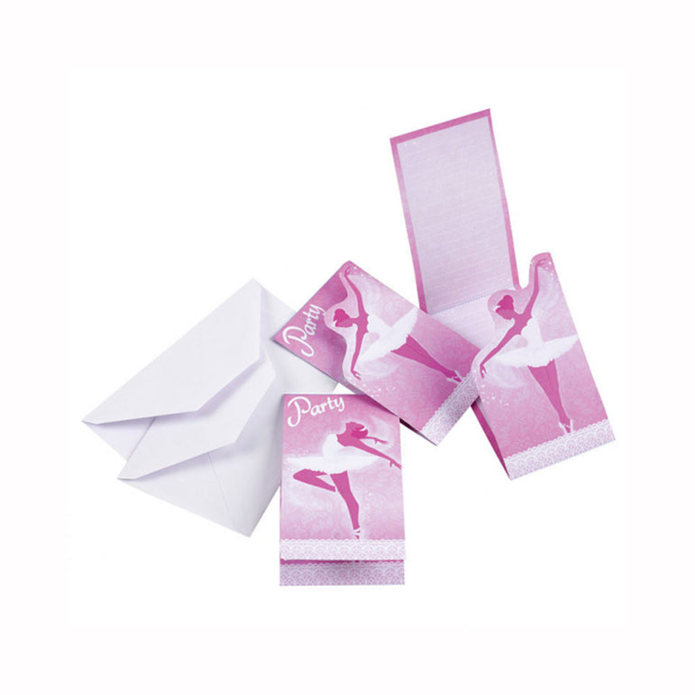 Ballet Invitation Cards & Envelopes 8pcs Party Accessories - Party Centre