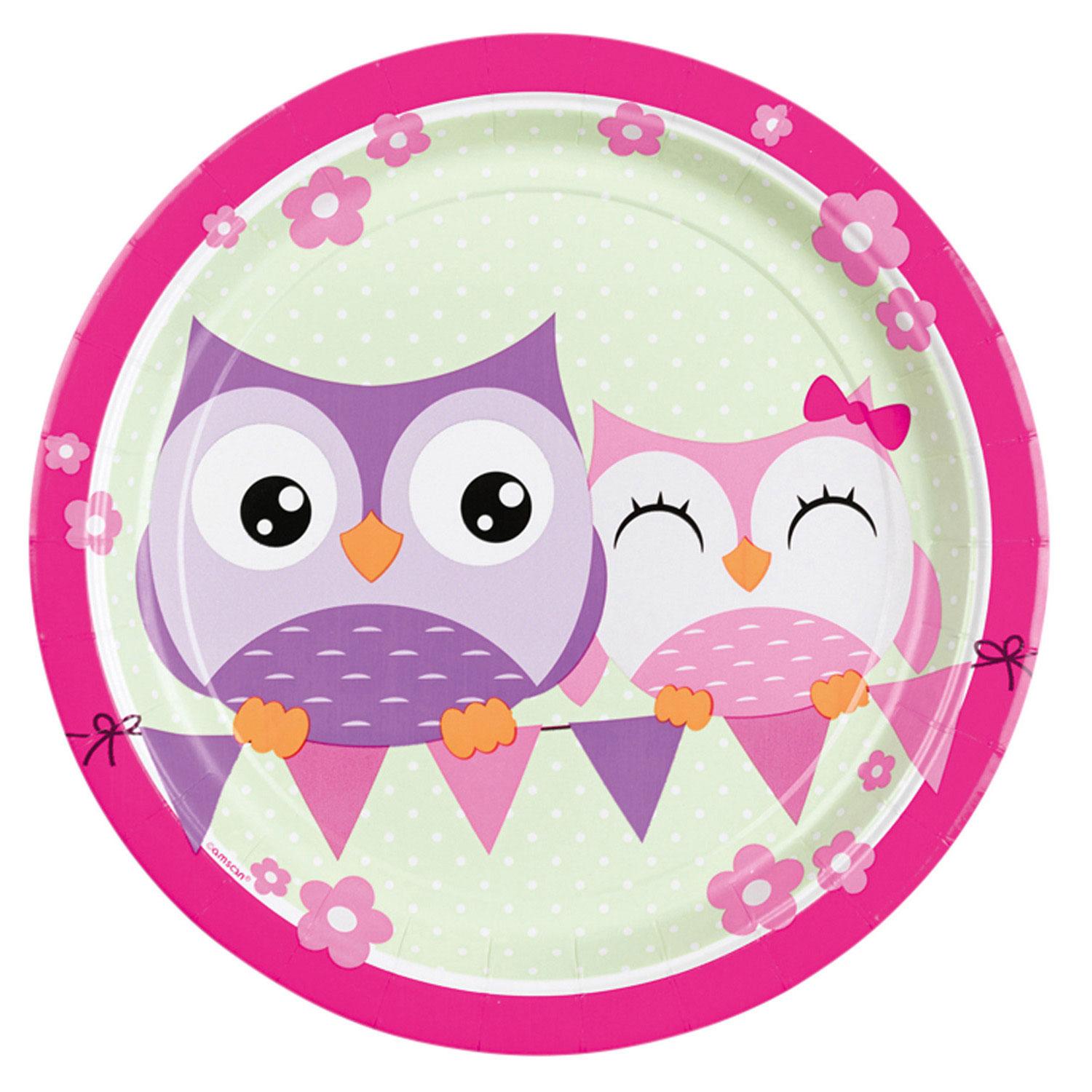 Owls Dinner Plates 9in, 8pcs Printed Tableware - Party Centre