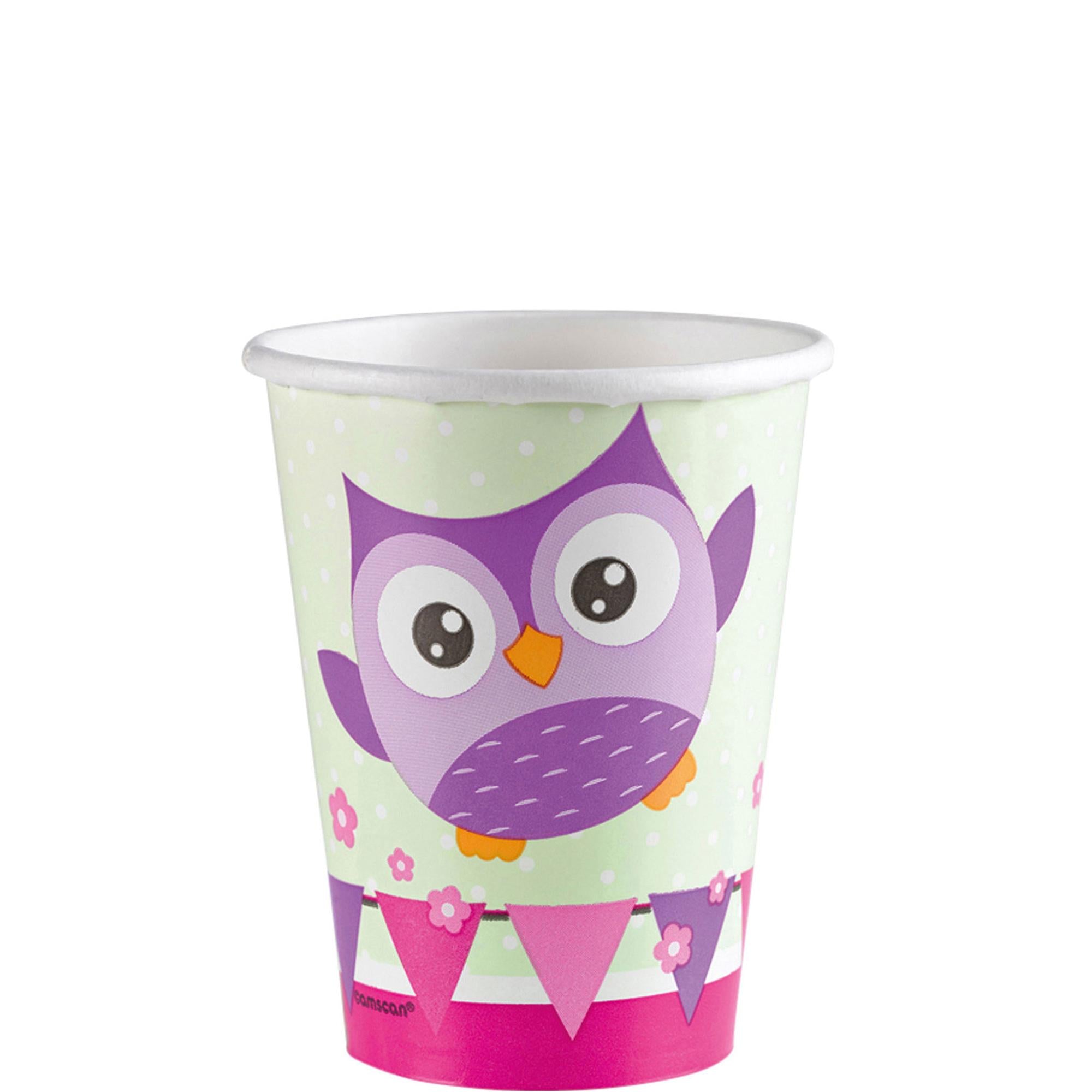 Owls Cups 9oz, 8pcs Printed Tableware - Party Centre
