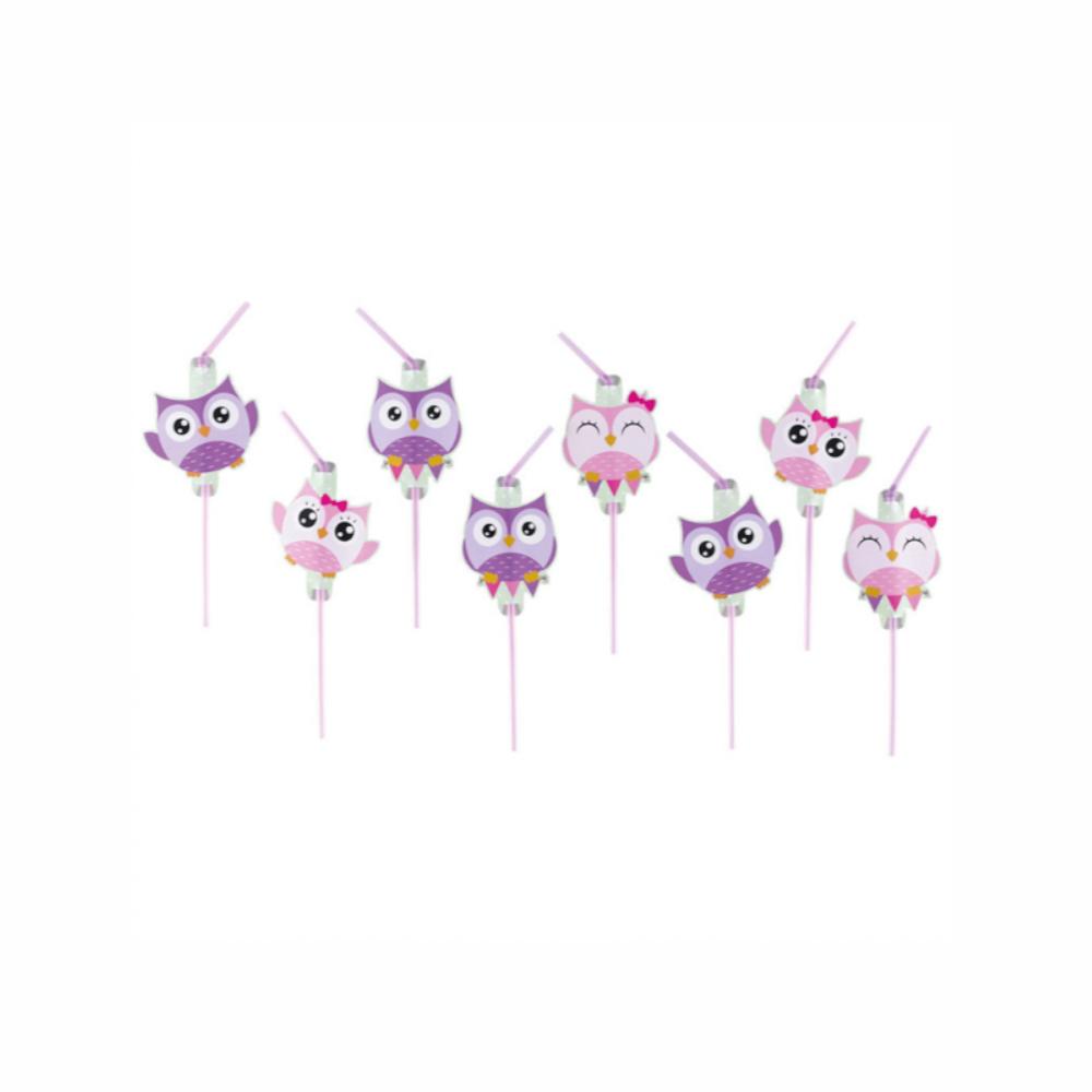 Owls Drinking Straws 8pcs Candy Buffet - Party Centre