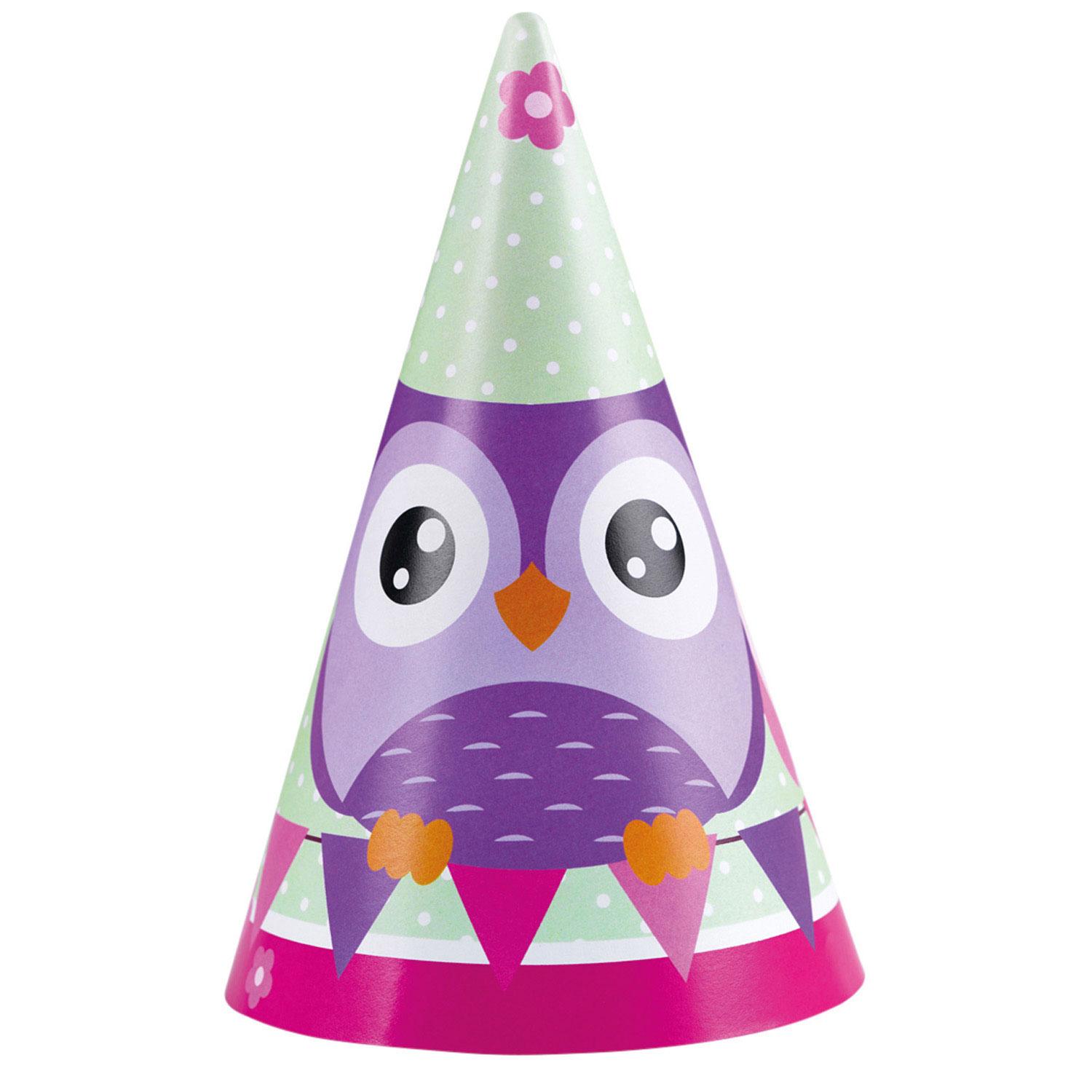 Owls Party Hats 6in, 8pcs Party Accessories - Party Centre