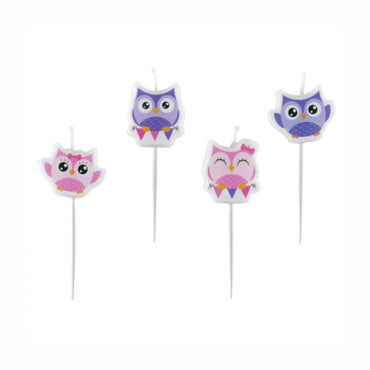 Owls Mini Figure Candles 4pcs Party Accessories - Party Centre