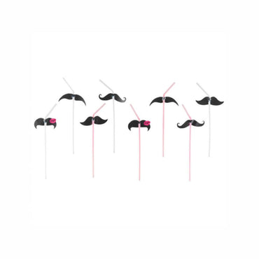 Moustache Drinking Straws 8pcs Candy Buffet - Party Centre