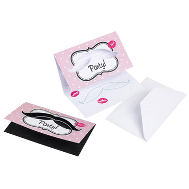 Moustache Invitation Cards & Envelopes 8pcs Party Accessories - Party Centre