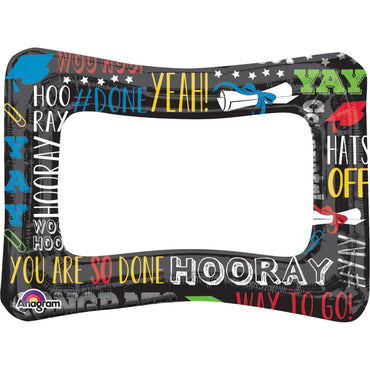 Grad Selfie Frame 16x21in Balloons & Streamers - Party Centre