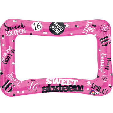 Selfie Frame Sweet Sixteen Balloon 23x16in Balloons & Streamers - Party Centre