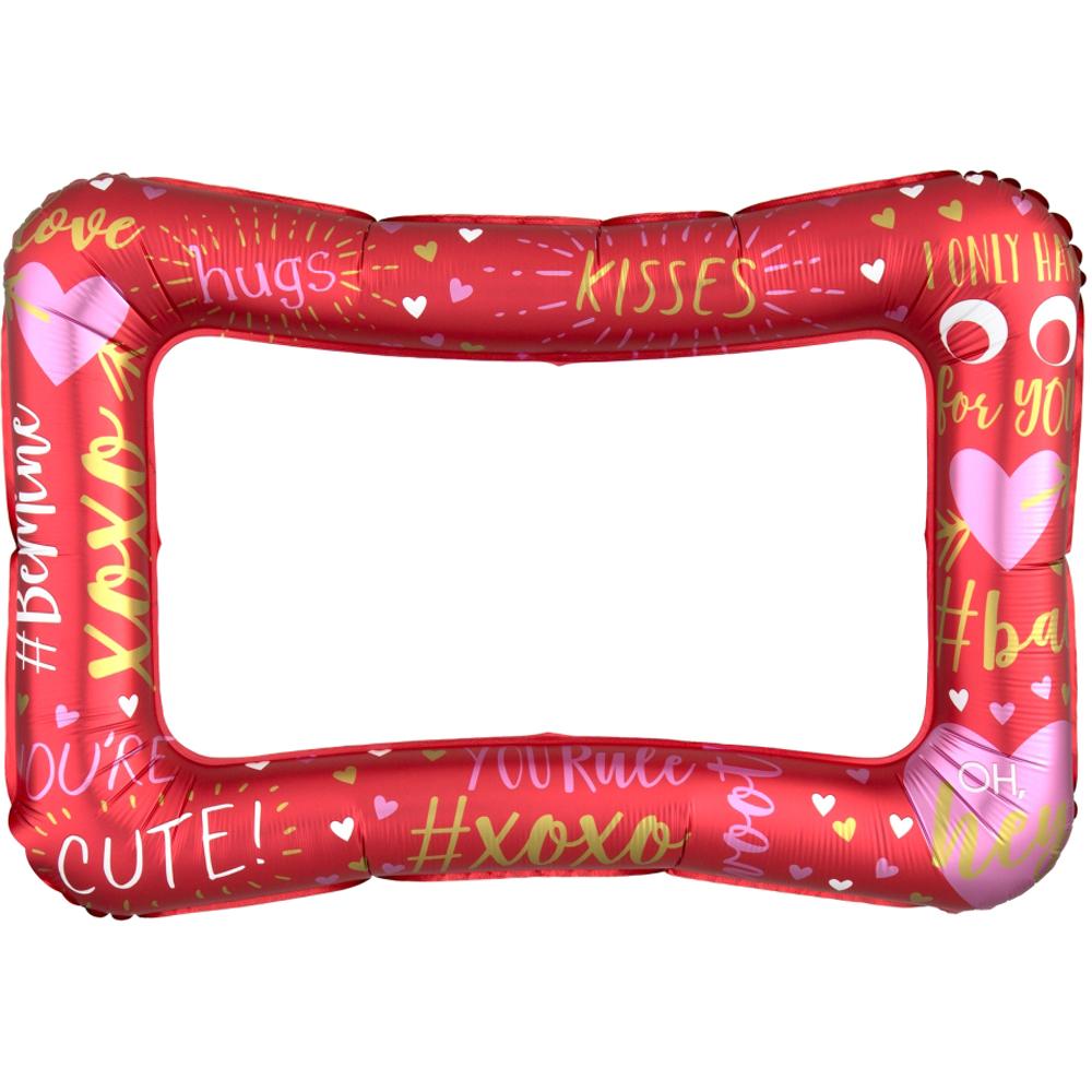 Valentine's Day Selfie Frame 58x40cm Balloons & Streamers - Party Centre