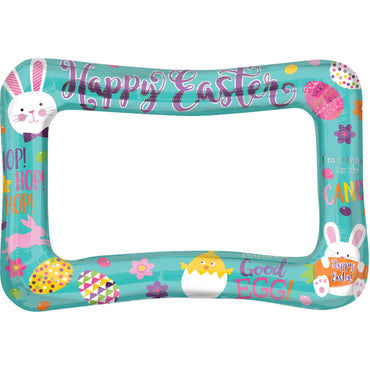 Easter Selfie Frame Foil Balloon 58x40cm Balloons & Streamers - Party Centre